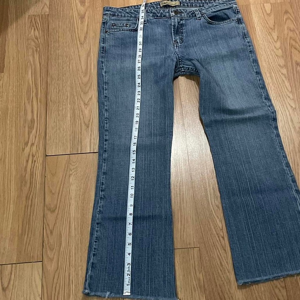 LEI Jeans Women Bootcut 11 (34x28) Raw Hem Medium Blue Back Flap Pockets Western - Picture 6 of 8